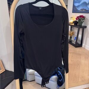 Express Black Long Sleeve Silk texture Bodysuit